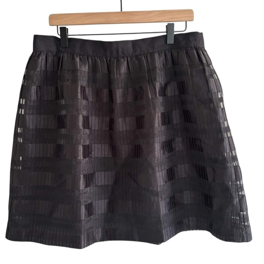 Ann Taylor Factory Black Mini A-Line Sheer Skirt Party Cocktail Birthday Size 10